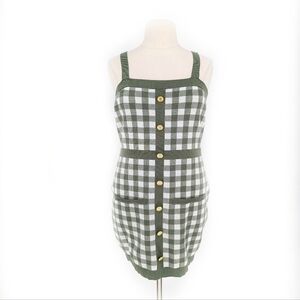 Coco & Shay Gingham Knit Dress Green 2X preppy 90s coquette french fall spring